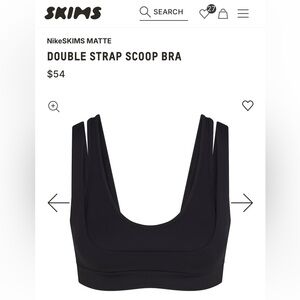 NWT SKIMS x Nike Matte Black Double Strap Bra, M